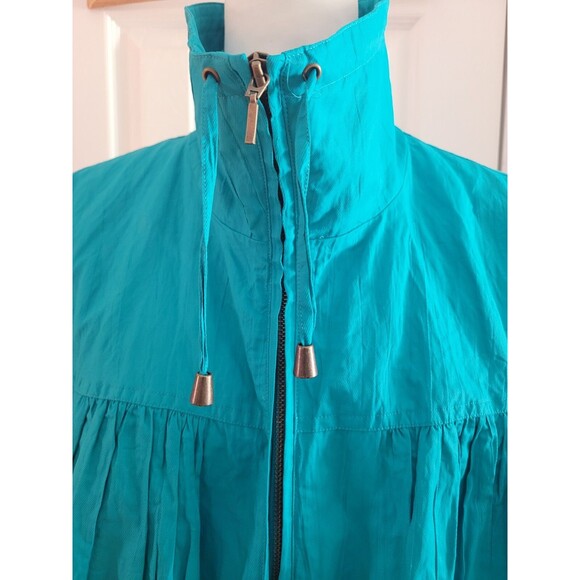 Cold Water Creek Woman’s Size 18 Teal Zip Windbreaker Light Jacket 3/4 Sleeve - Picture 2 of 6